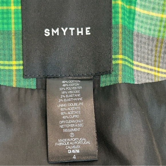 Smythe Green Black Grass Seersucker Plaid Duchess Patch Pocket Blazer Jacket 4 - Picture 10 of 14